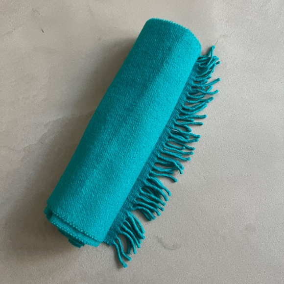 100% Teal Wool Scarf 56” L x 11” - Picture 5 of 8